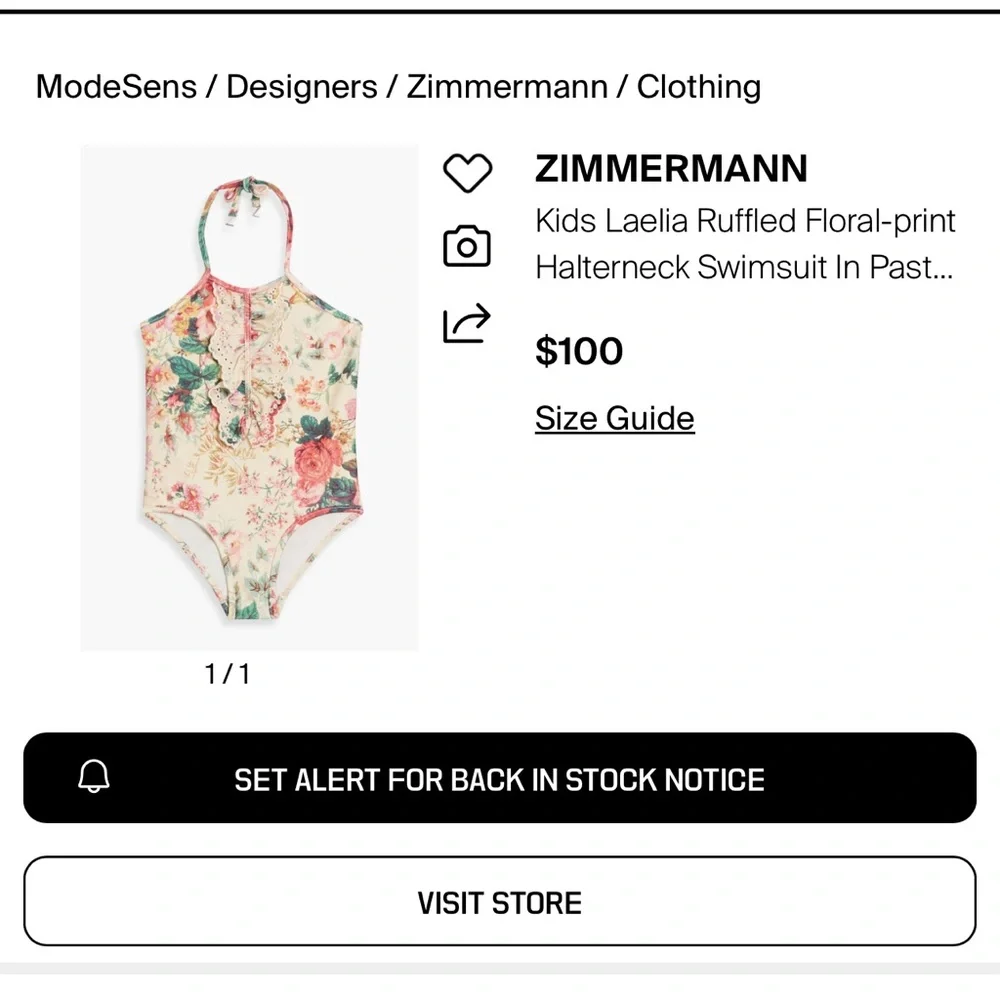 Zimmermann Floral Kids Swim One Piece